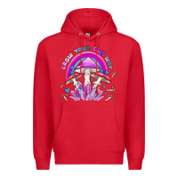 Red grow your own way crystal and mushroom Premium Hoodie - MaliasSmallBusiness