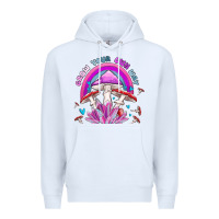 White grow your own way crystal and mushroom Premium Hoodie - MaliasSmallBusiness