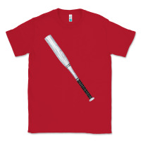 Red white wooden softball bat Classic Tee - FaDigitalArtStudio