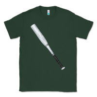 Sports Green white wooden softball bat Classic Tee - FaDigitalArtStudio