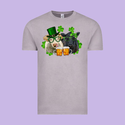 Vintage Tee St. Patrick's Day Charolais And Black Angus Cows