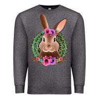 Charcoal Heather western leopard and flowers easter bunny Premium Sweatshirt - Jasminsmagicworld
