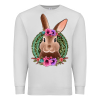 Dove Grey western leopard and flowers easter bunny Premium Sweatshirt - Jasminsmagicworld