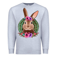 Heather Grey western leopard and flowers easter bunny Premium Sweatshirt - Jasminsmagicworld