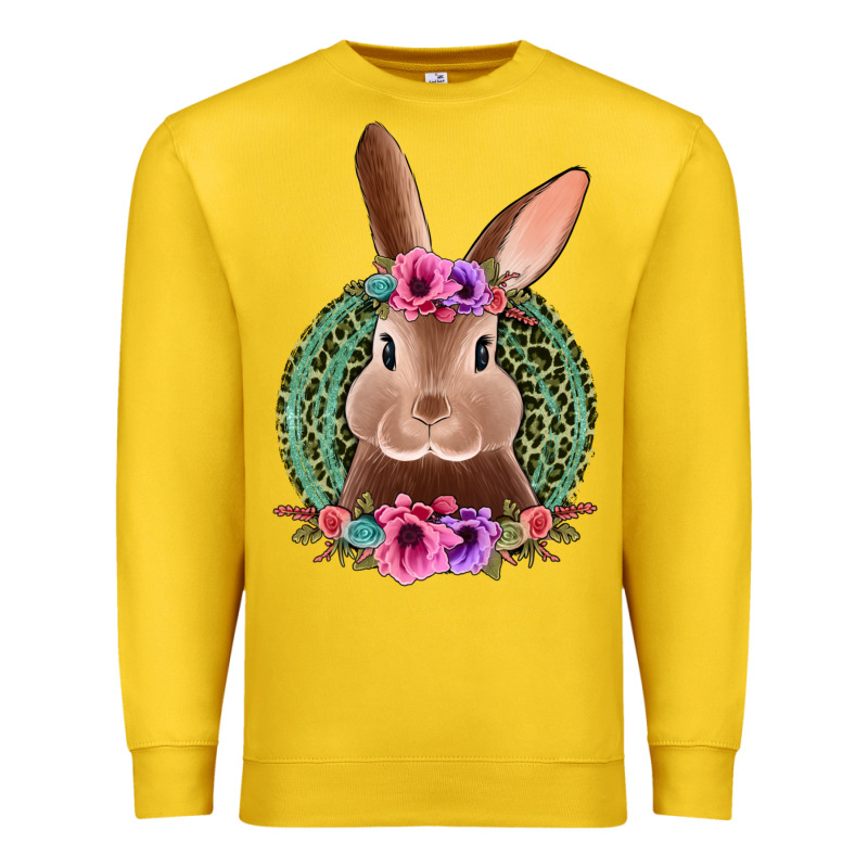 Western Leopard And Flowers Easter Bunny Premium Sweatshirt by Jasminsmagicworld | Teevron
