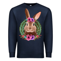 Navy western leopard and flowers easter bunny Premium Sweatshirt - Jasminsmagicworld