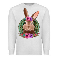 Oatmeal Heather western leopard and flowers easter bunny Premium Sweatshirt - Jasminsmagicworld