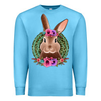 Ocean Blue western leopard and flowers easter bunny Premium Sweatshirt - Jasminsmagicworld