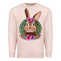 Pale Pink western leopard and flowers easter bunny Premium Sweatshirt - Jasminsmagicworld