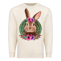 Sandshell western leopard and flowers easter bunny Premium Sweatshirt - Jasminsmagicworld