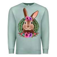 Seafoam western leopard and flowers easter bunny Premium Sweatshirt - Jasminsmagicworld