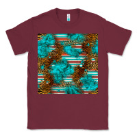 Burgundy turquoise serape leopard seamless pattern Classic Tee - BundleAndBundleShop