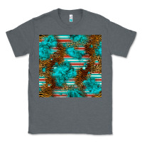 Charcoal Heather turquoise serape leopard seamless pattern Classic Tee - BundleAndBundleShop
