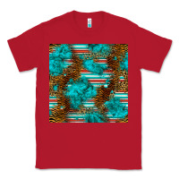 Red turquoise serape leopard seamless pattern Classic Tee - BundleAndBundleShop