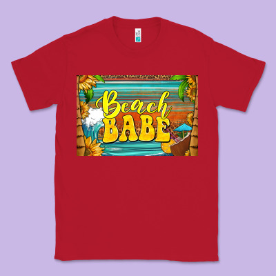Beach Babe Skinny Metal Can Holder Classic Tee Designed By Hra Design Shop