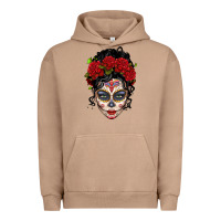 Pigment Burro mexican sugar skull messy bun woman Urban Hoodie - LillyAllenDesigns
