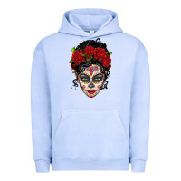 Pigment Grape Ice mexican sugar skull messy bun woman Urban Hoodie - LillyAllenDesigns