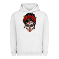 Pigment Lunar Rock mexican sugar skull messy bun woman Urban Hoodie - LillyAllenDesigns