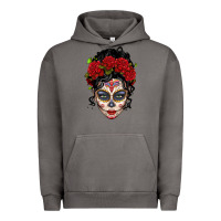 Pigment Tornado mexican sugar skull messy bun woman Urban Hoodie - LillyAllenDesigns