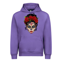 Tulip mexican sugar skull messy bun woman Urban Hoodie - LillyAllenDesigns