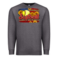 Charcoal Heather Western American Flag Softball Premium Sweatshirt - LillyAllenDesigns