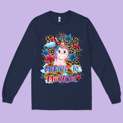 Merica Is Magical 4th Of July Long Sleeve Tee Designed By Cowgirlartshop