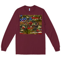 Burgundy Hunting leopard USA flag tumbler 4th of july Long Sleeve Tee - Neo Western
