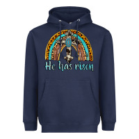 Navy he has risen rainbow Heavyweight Hoodie - AdoDesignShop
