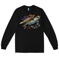 Black just a girl who loves turtles Long Sleeve Tee - SublimationCraftShop