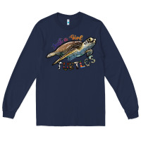 Navy just a girl who loves turtles Long Sleeve Tee - SublimationCraftShop