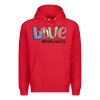 Red love real estate life Premium Hoodie - MaliasSmallBusiness