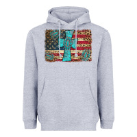 Heather Grey flag and turquoise cross Heavyweight Hoodie - AdoDesignShop
