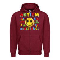 Burgundy autism acceptance Zipper Hoodie - JahusDesignShop