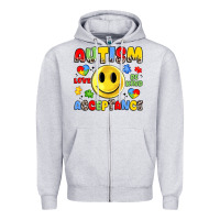 Heather Grey autism acceptance Zipper Hoodie - JahusDesignShop