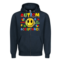 Navy autism acceptance Zipper Hoodie - JahusDesignShop