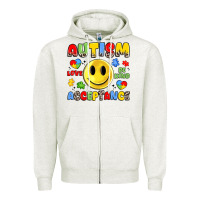Oatmeal Heather autism acceptance Zipper Hoodie - JahusDesignShop