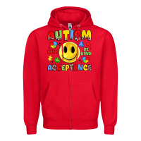 Red autism acceptance Zipper Hoodie - JahusDesignShop