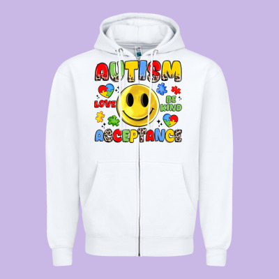 Autism Acceptance Zipper Hoodie Designed By Jahusdesignshop