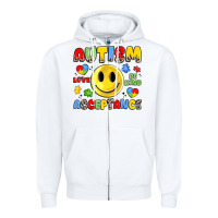 White autism acceptance Zipper Hoodie - JahusDesignShop