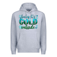 Heather Grey baby its cold outside Premium Hoodie - NancyCooperArtShop