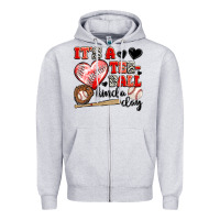 Heather Grey it's a tee ball kinda day Zipper Hoodie - JahusDesignShop