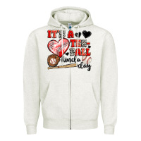Oatmeal Heather it's a tee ball kinda day Zipper Hoodie - JahusDesignShop
