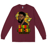 Burgundy juneteenth living freeish since 1865 Long Sleeve Tee - HRA Design Shop