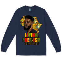 Navy juneteenth living freeish since 1865 Long Sleeve Tee - HRA Design Shop