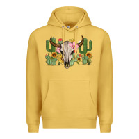 Antique Gold bull skull with cactus Premium Hoodie - MaliasSmallBusiness
