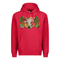 Cardinal bull skull with cactus Premium Hoodie - MaliasSmallBusiness
