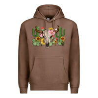 Chestnut bull skull with cactus Premium Hoodie - MaliasSmallBusiness