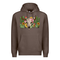 Coffee bull skull with cactus Premium Hoodie - MaliasSmallBusiness