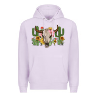 Lilac bull skull with cactus Premium Hoodie - MaliasSmallBusiness