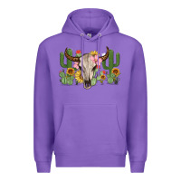 Purple bull skull with cactus Premium Hoodie - MaliasSmallBusiness